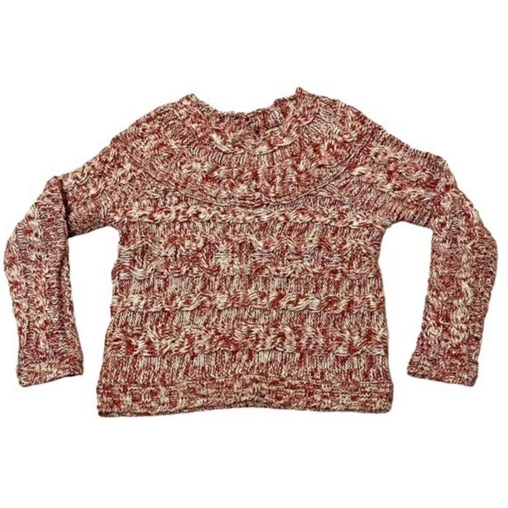 Moda International Womens Beige Scoop Neck Cotton‎ Cable Knit Sweater XL